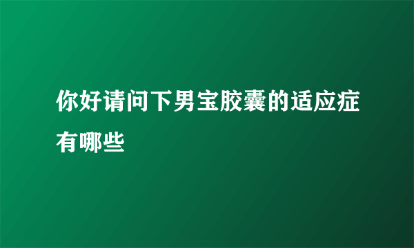 你好请问下男宝胶囊的适应症有哪些