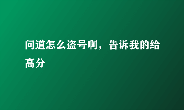 问道怎么盗号啊，告诉我的给高分