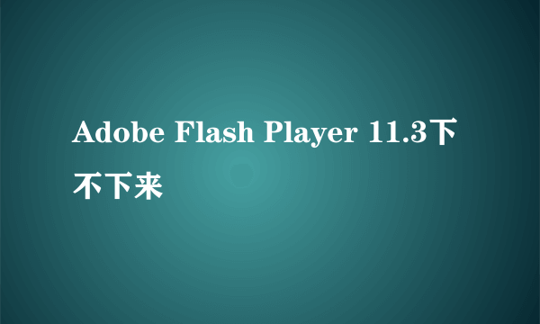 Adobe Flash Player 11.3下不下来