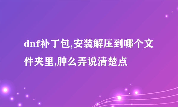 dnf补丁包,安装解压到哪个文件夹里,肿么弄说清楚点