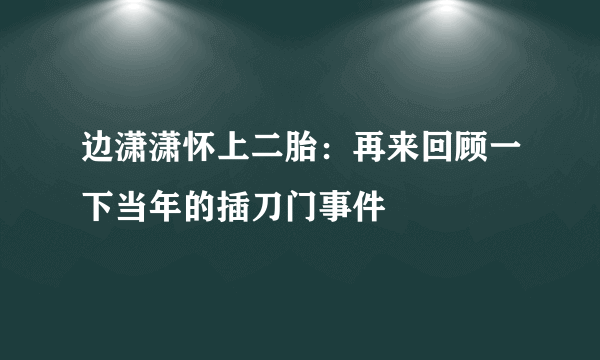 边潇潇怀上二胎：再来回顾一下当年的插刀门事件