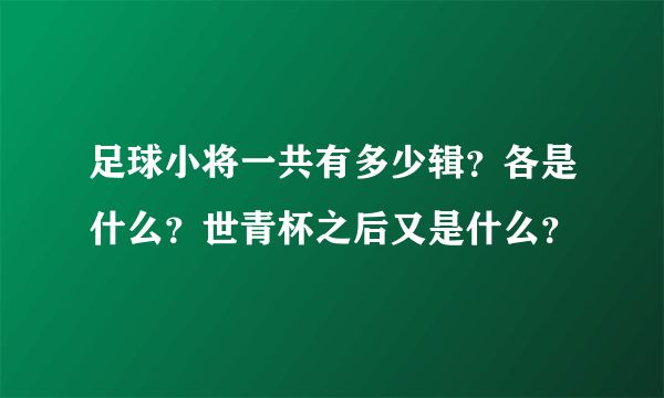 足球小将一共有多少辑？各是什么？世青杯之后又是什么？