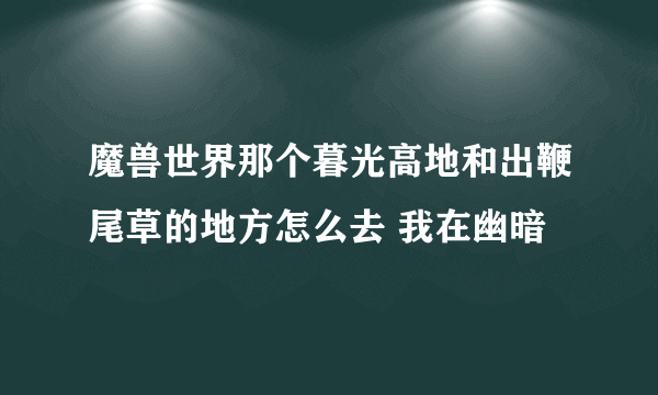 魔兽世界那个暮光高地和出鞭尾草的地方怎么去 我在幽暗