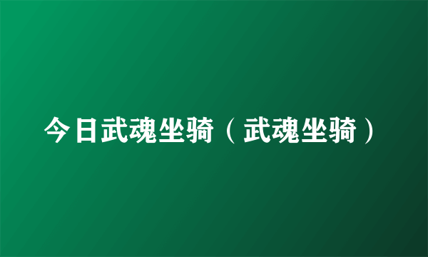 今日武魂坐骑（武魂坐骑）