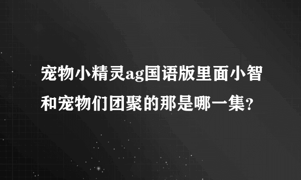 宠物小精灵ag国语版里面小智和宠物们团聚的那是哪一集？