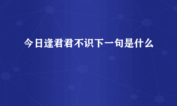 今日逢君君不识下一句是什么