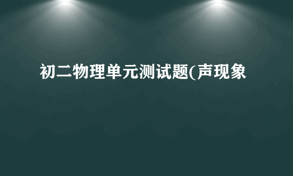 初二物理单元测试题(声现象