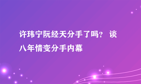 许玮宁阮经天分手了吗？ 谈八年情变分手内幕