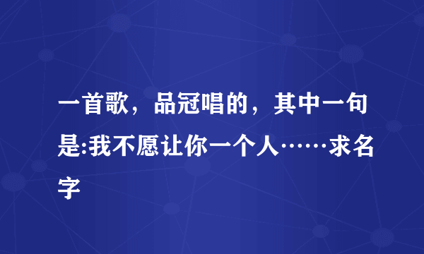 一首歌，品冠唱的，其中一句是:我不愿让你一个人……求名字