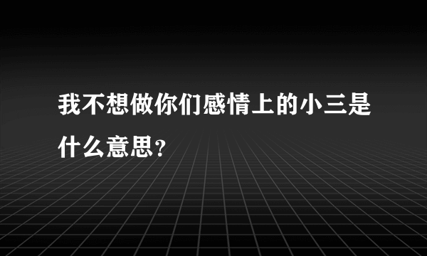 我不想做你们感情上的小三是什么意思？