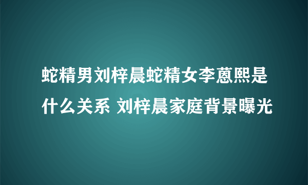 蛇精男刘梓晨蛇精女李蒽熙是什么关系 刘梓晨家庭背景曝光