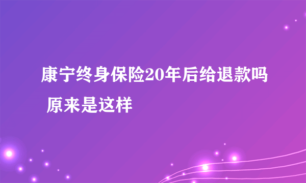 康宁终身保险20年后给退款吗 原来是这样