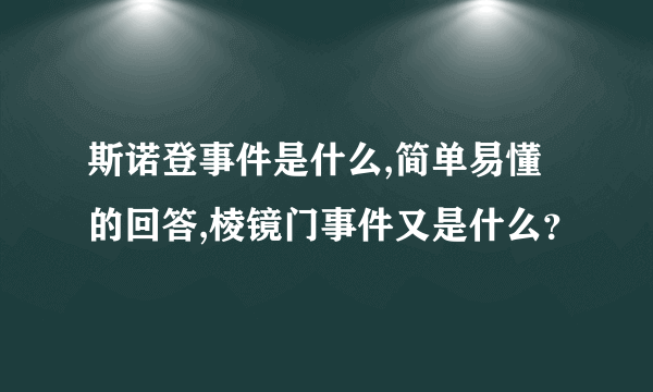 斯诺登事件是什么,简单易懂的回答,棱镜门事件又是什么？