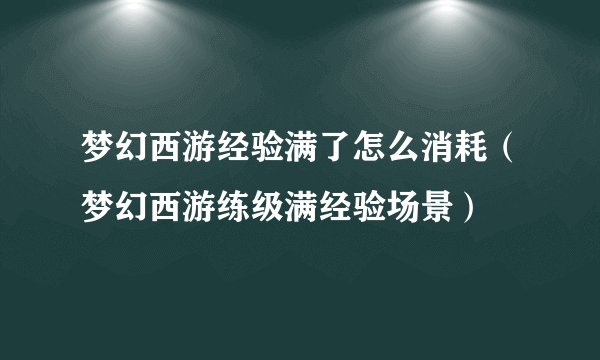 梦幻西游经验满了怎么消耗（梦幻西游练级满经验场景）