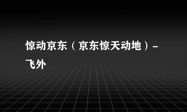 惊动京东（京东惊天动地）-飞外