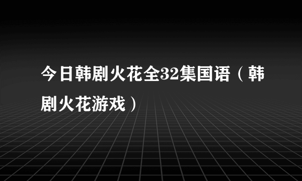 今日韩剧火花全32集国语（韩剧火花游戏）