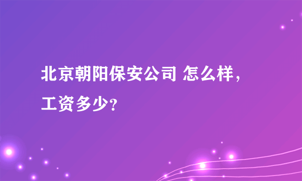 北京朝阳保安公司 怎么样，工资多少？