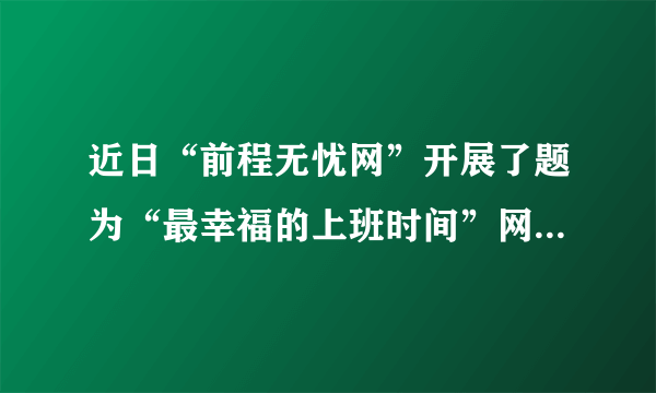 近日“前程无忧网”开展了题为“最幸福的上班时间”网上调查活动。该活动历时一个月，共收到有效网上调查问卷5 005份。认真分析下面这则图表，用简要的语言概括本次调查结果。通过分析这则调查结果我认为：___。