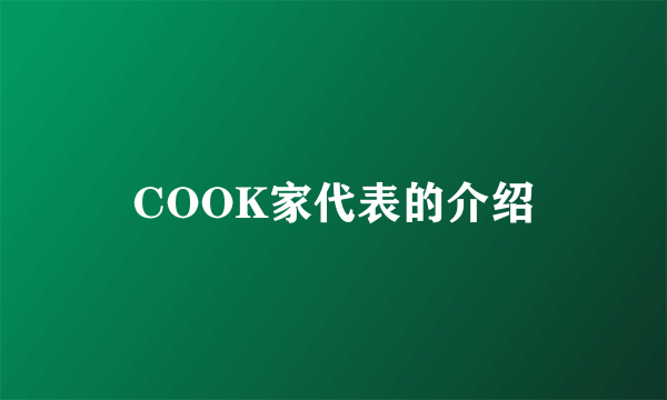 COOK家代表的介绍