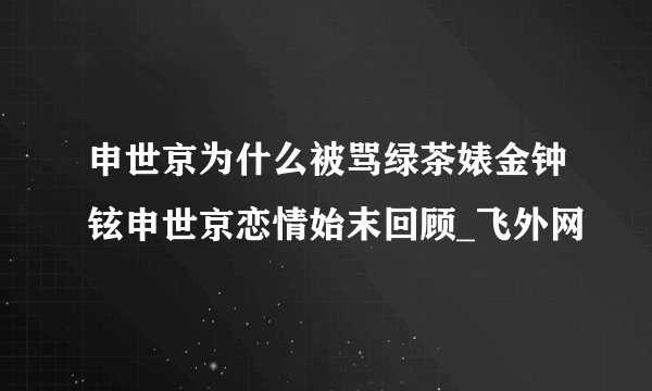 申世京为什么被骂绿茶婊金钟铉申世京恋情始末回顾_飞外网