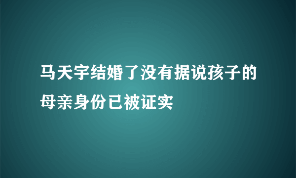 马天宇结婚了没有据说孩子的母亲身份已被证实