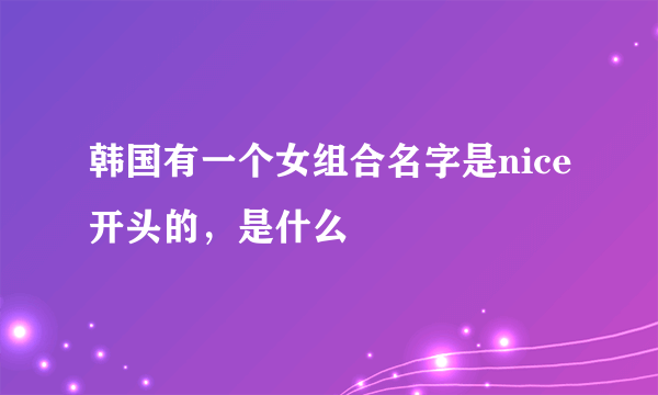 韩国有一个女组合名字是nice开头的，是什么