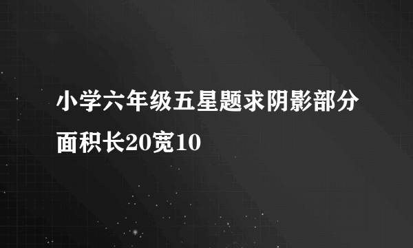 小学六年级五星题求阴影部分面积长20宽10