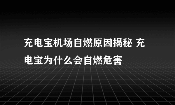 充电宝机场自燃原因揭秘 充电宝为什么会自燃危害