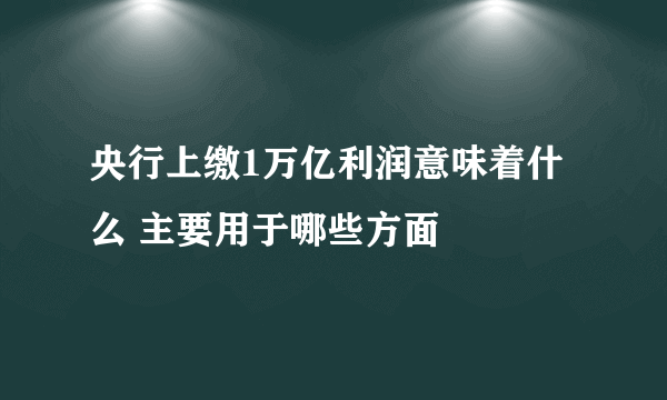 央行上缴1万亿利润意味着什么 主要用于哪些方面