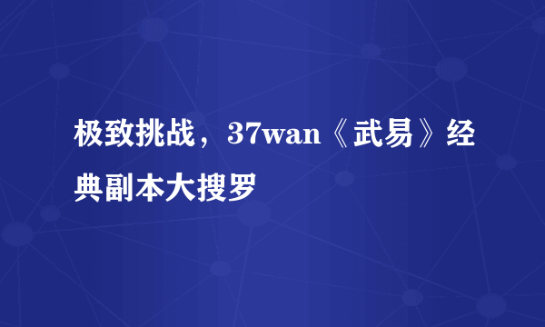 极致挑战，37wan《武易》经典副本大搜罗