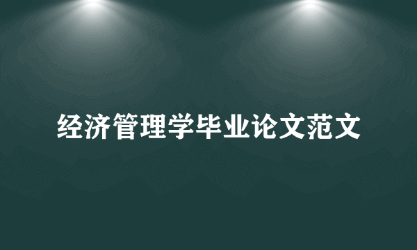 经济管理学毕业论文范文