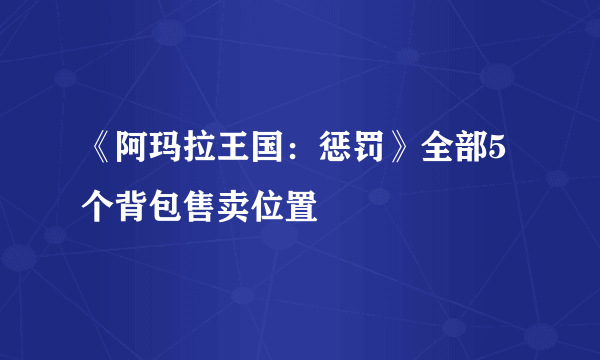 《阿玛拉王国：惩罚》全部5个背包售卖位置