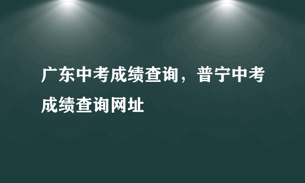 广东中考成绩查询，普宁中考成绩查询网址