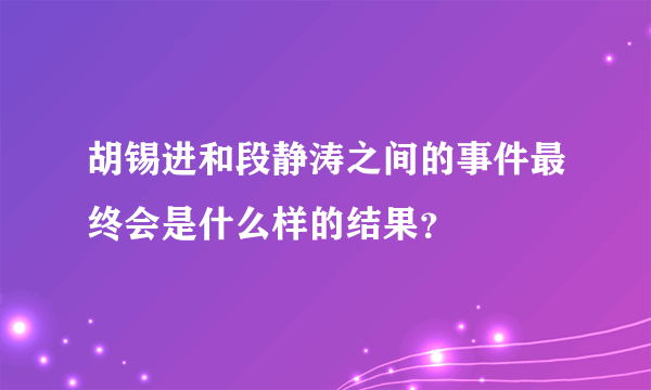 胡锡进和段静涛之间的事件最终会是什么样的结果？