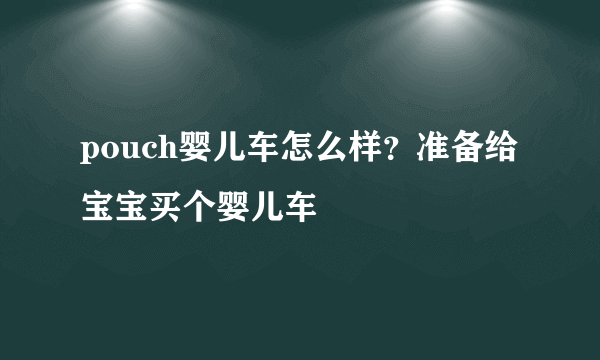 pouch婴儿车怎么样？准备给宝宝买个婴儿车