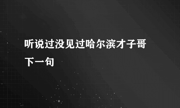 听说过没见过哈尔滨才子哥 下一句