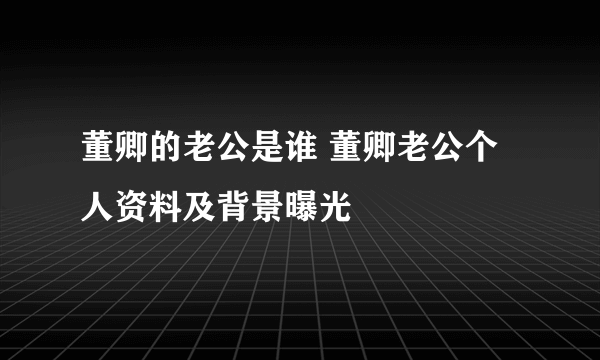 董卿的老公是谁 董卿老公个人资料及背景曝光