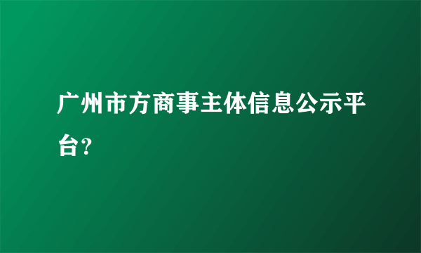 广州市方商事主体信息公示平台？