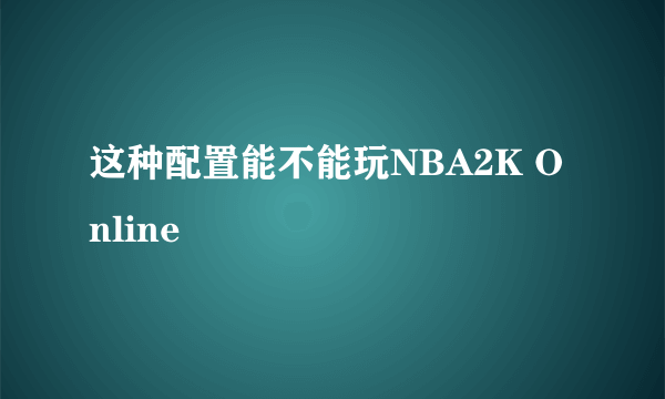 这种配置能不能玩NBA2K Online