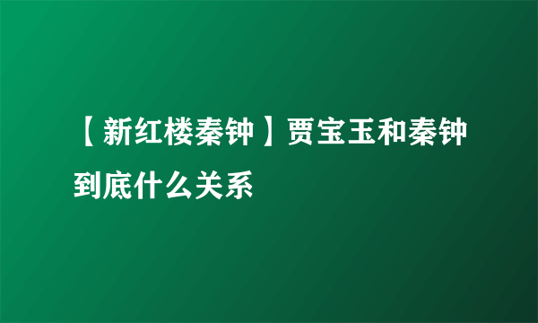 【新红楼秦钟】贾宝玉和秦钟到底什么关系