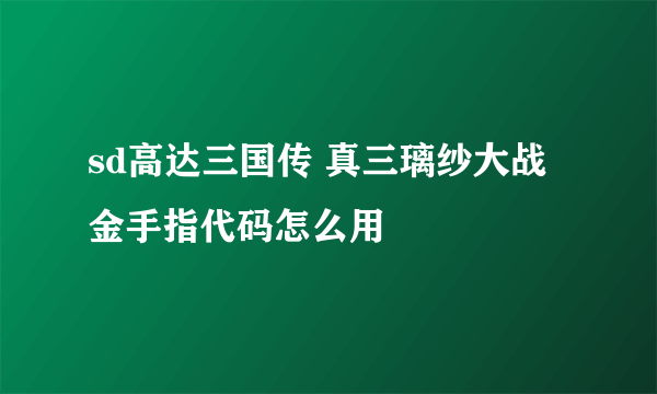 sd高达三国传 真三璃纱大战金手指代码怎么用