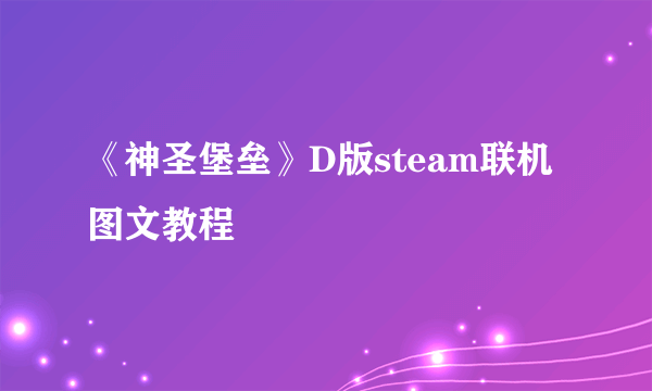 《神圣堡垒》D版steam联机图文教程