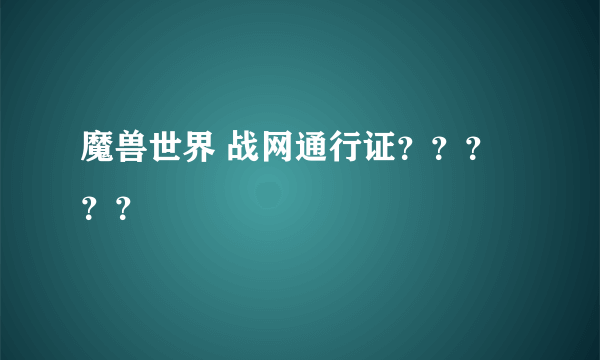 魔兽世界 战网通行证？？？？？