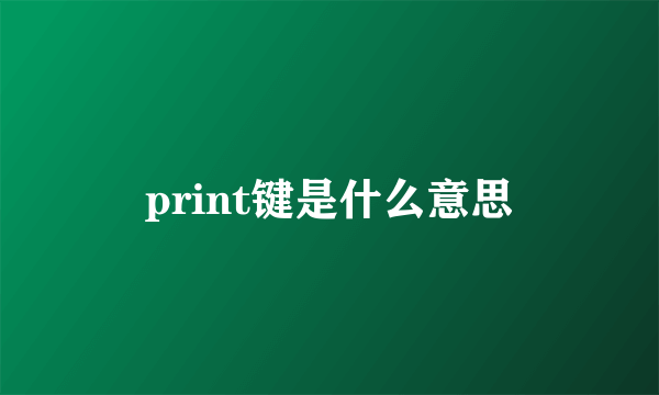 print键是什么意思