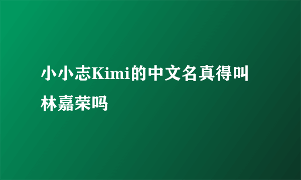 小小志Kimi的中文名真得叫林嘉荣吗