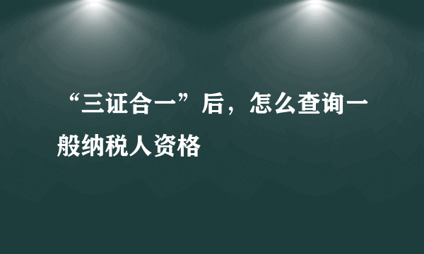 “三证合一”后，怎么查询一般纳税人资格