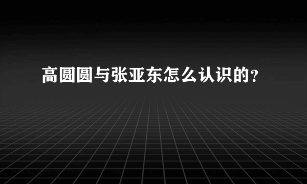 高圆圆与张亚东怎么认识的？