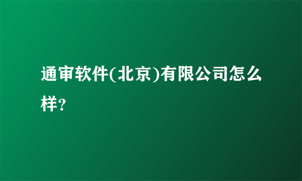 通审软件(北京)有限公司怎么样？