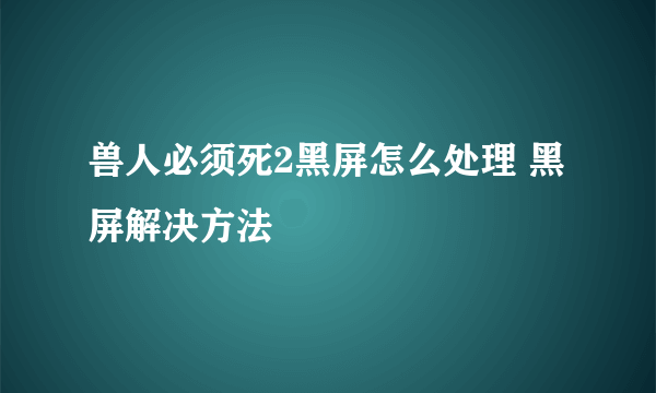 兽人必须死2黑屏怎么处理 黑屏解决方法