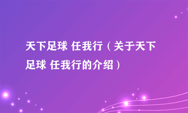 天下足球 任我行（关于天下足球 任我行的介绍）